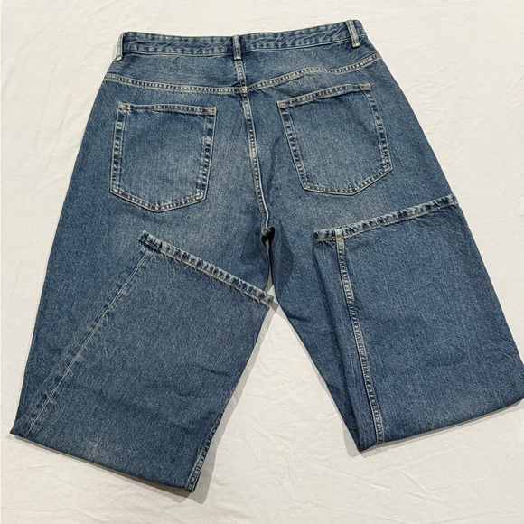 Zara Men's Dark Blue light wash,wide leg baggy denim pants - Picture 14 of 14
